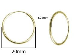 14ct Yellow Gold Filled 20.0mm Endless Hoops, Pack Of 2