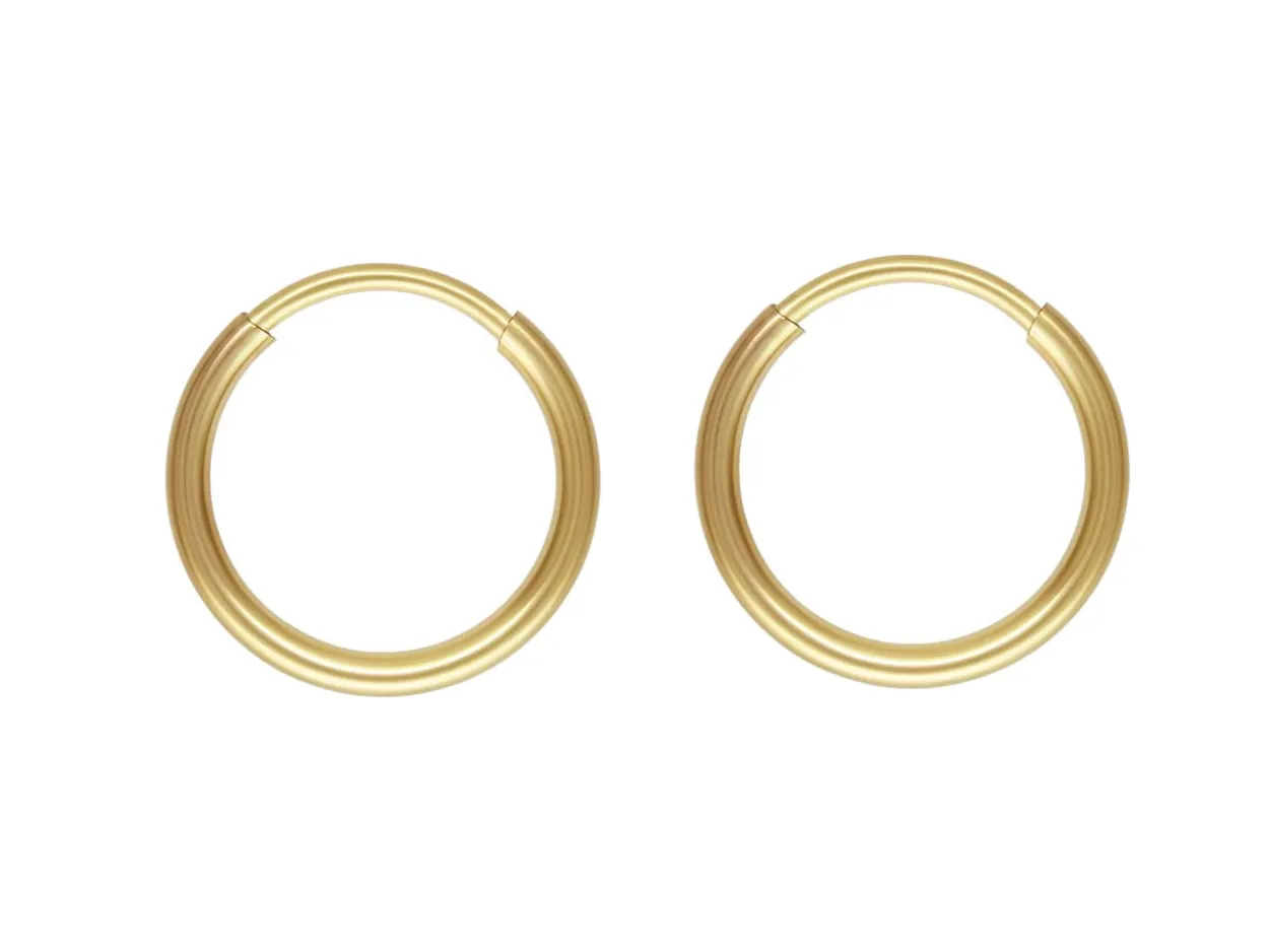 14ct Yellow Gold Filled 10.0mm Endless Sleeper Hoops, Pack Of 2