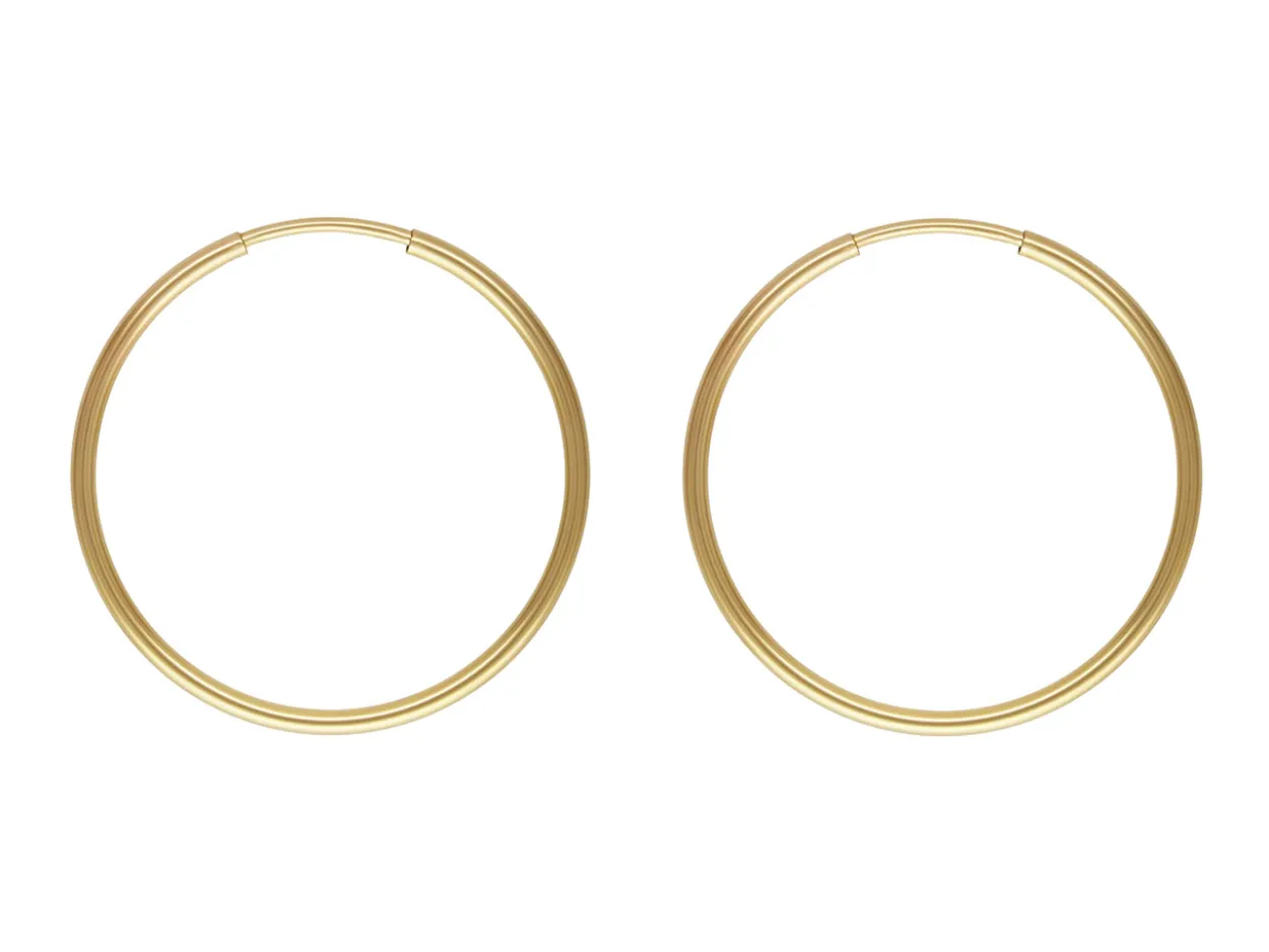 14ct Yellow Gold Filled 30.0mm Endless Hoops, Pack Of 2