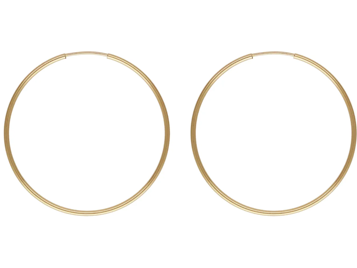 14ct Yellow Gold Filled 38.0mm Endless Sleeper Hoops, Pack Of 2