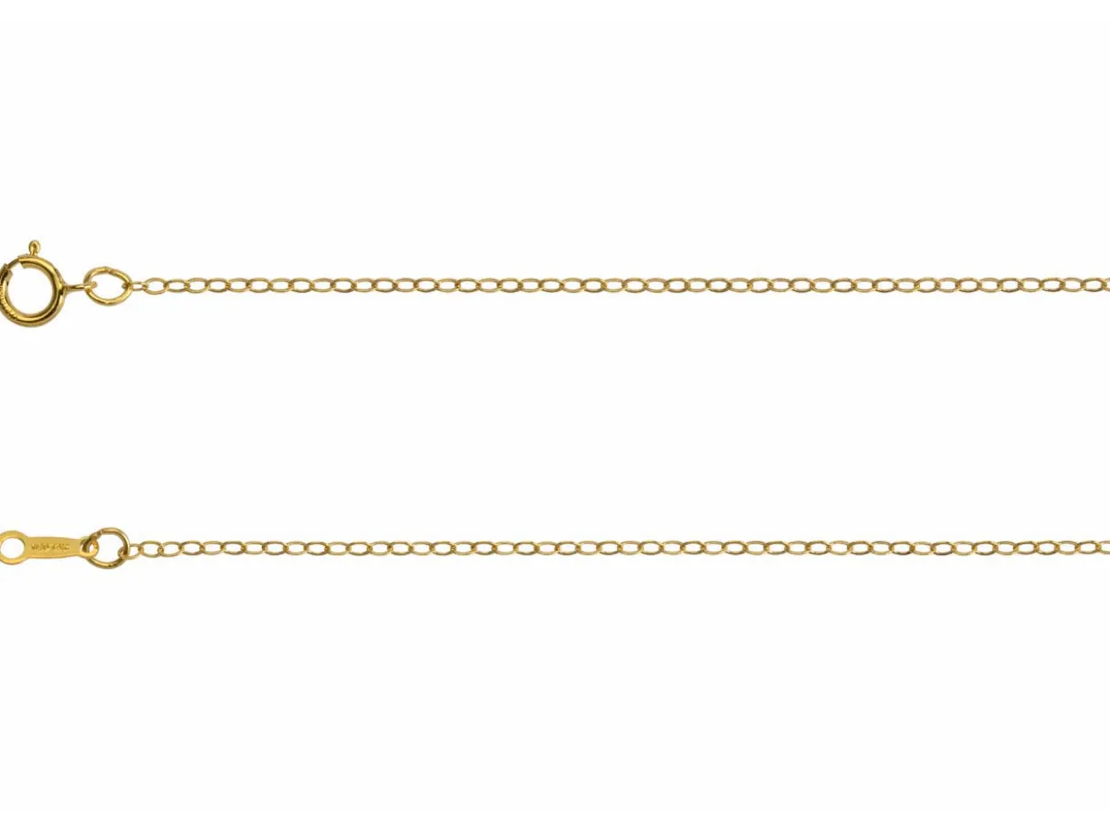 14ct Yellow Gold Filled 1.5mm Flat Filed Oval Trace Chain 18"/45cm Unhallmarked