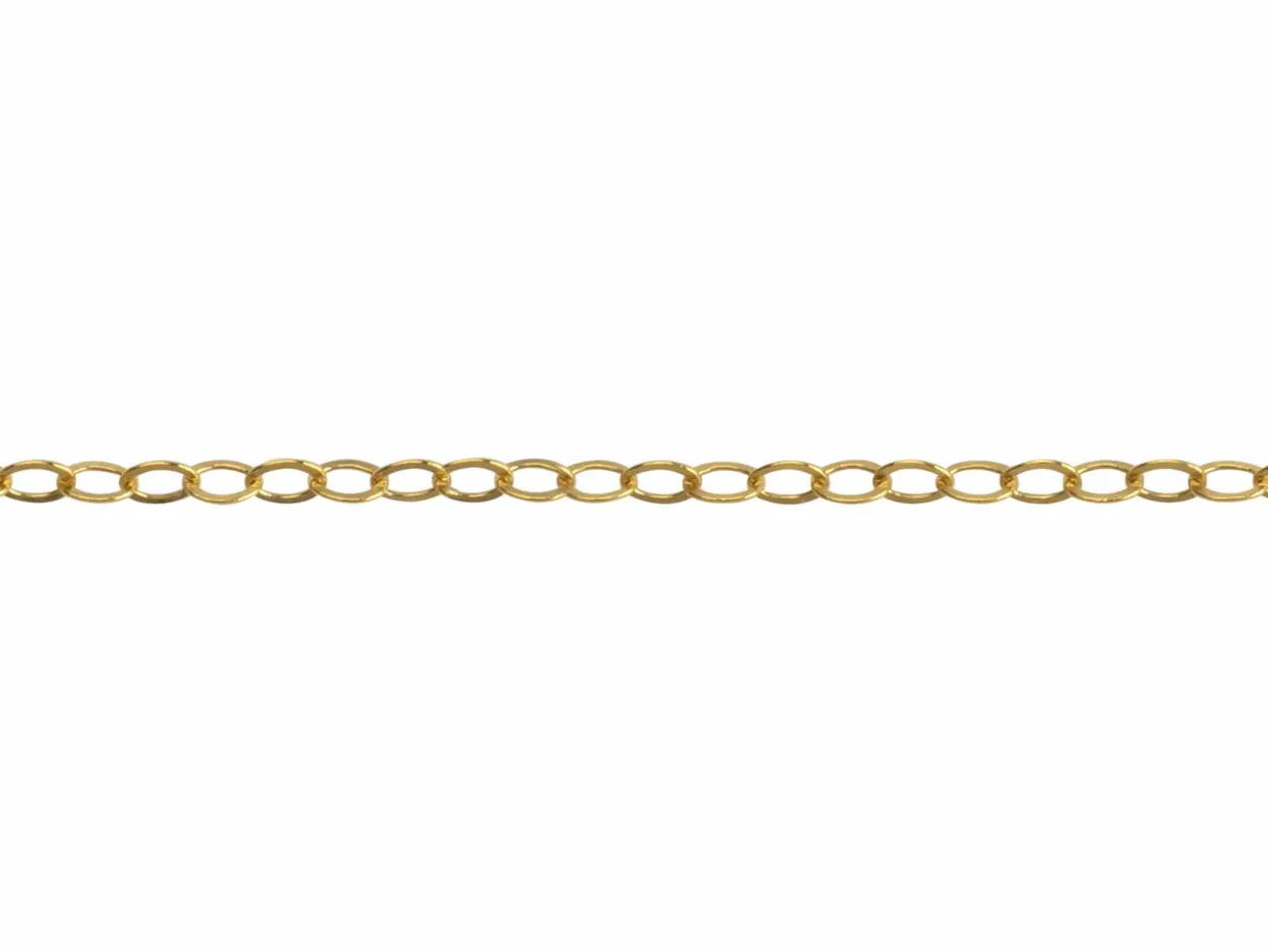 14ct Yellow Gold Filled 1.5mm Flat Filed Oval Trace Chain 18"/45cm Unhallmarked