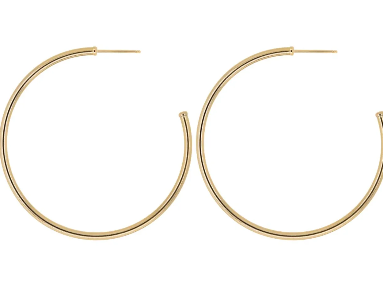 14ct Yellow Gold Filled 40.0mm Hoop Post Earrings, Pack Of 2