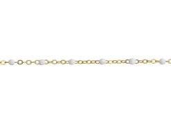 14ct Yellow Gold Filled 1.7mm Oval Trace Chain With White Enamel Bead Station Loose Unhallmarked