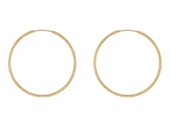 14ct Yellow Gold Filled 40mm Textured Endless Sleeper Hoop Earrings, Pack Of 2