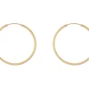 14ct Yellow Gold Filled 30mm Textured Endless Sleeper Hoop Earrings, Pack Of 2