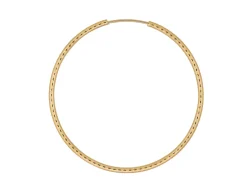 14ct Yellow Gold Filled 40mm Textured Endless Sleeper Hoop Earring