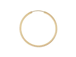 14ct Yellow Gold Filled 30mm Textured Endless Sleeper Hoop Earring