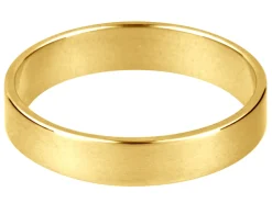 9ct Yellow Gold Flat Wedding Ring 5.0mm, Size P, 3.8g Medium-weight, Hallmarked, Wall Thickness 1.10mm, 100% Recycled Gold