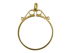 9ct Yellow Gold Full Sov/1/4 Krug Scroll Top Pendant Mount, 100% Recycled Gold