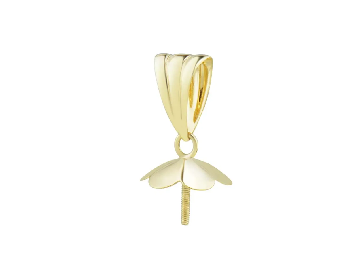 9ct Yellow Gold Grooved Bail With 4.5mm Flower Thread Cup