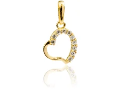 9ct Yellow Gold Heart Outline Pendant Half Set With Cubic Zirconia