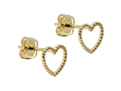 9ct Yellow Gold Heart Outline Stud Earrings