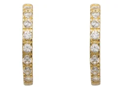9ct Yellow Gold Hoop Earrings Set With Cubic Zirconia