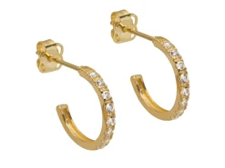 9ct Yellow Gold Hoop Earrings Set With Cubic Zirconia