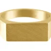 9ct Yellow Gold Initial Ring Rectangular 14x7mm Hallmarked Head Depth 1.5mm Size M, 100% Recycled Gold