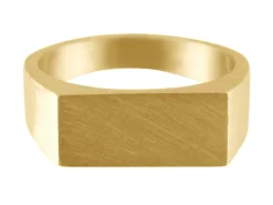 9ct Yellow Gold Initial Ring Rectangular 14x9mm Hallmarked Head Depth 1.2mm Size O