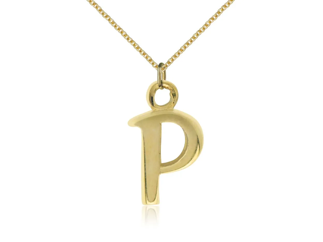 9ct Yellow Gold Letter P Initial Charm