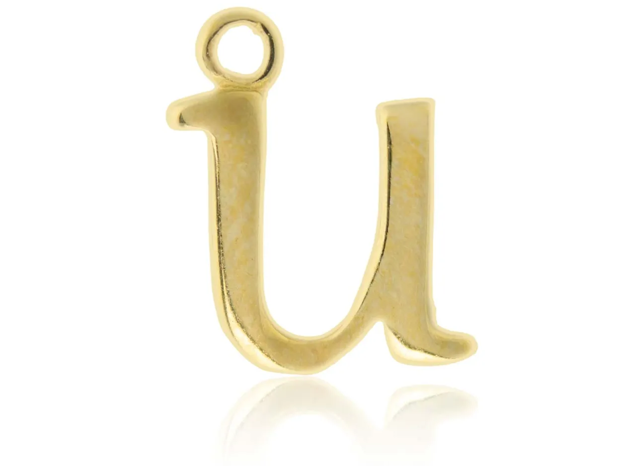 9ct Yellow Gold Letter U Initial Charm