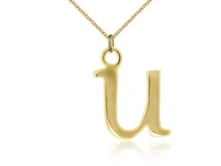 9ct Yellow Gold Letter U Initial Charm