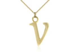 9ct Yellow Gold Letter V Initial Charm