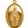 9ct Yellow Gold Miraculous Medal Pendant, 16.2mm X 0.8mm Double Sided Miraculous Medal Madonna, 100% Recycled Gold