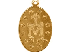 9ct Yellow Gold Miraculous Medal Pendant, 16.2mm X 0.8mm Double Sided Miraculous Medal Madonna, 100% Recycled Gold