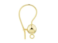 9ct Yellow Gold 5mm Ball Earring Hook Wire With Snapback Fitting