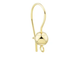 9ct Yellow Gold 5mm Ball Earring Hook Wire With Snapback Fitting