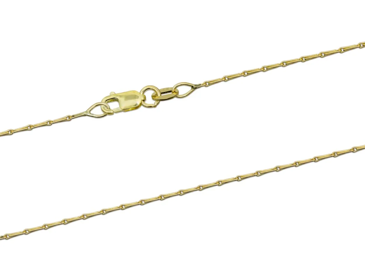 9ct Yellow Gold 1.0mm Barleycorn Chain 20"/50cm Hallmarked