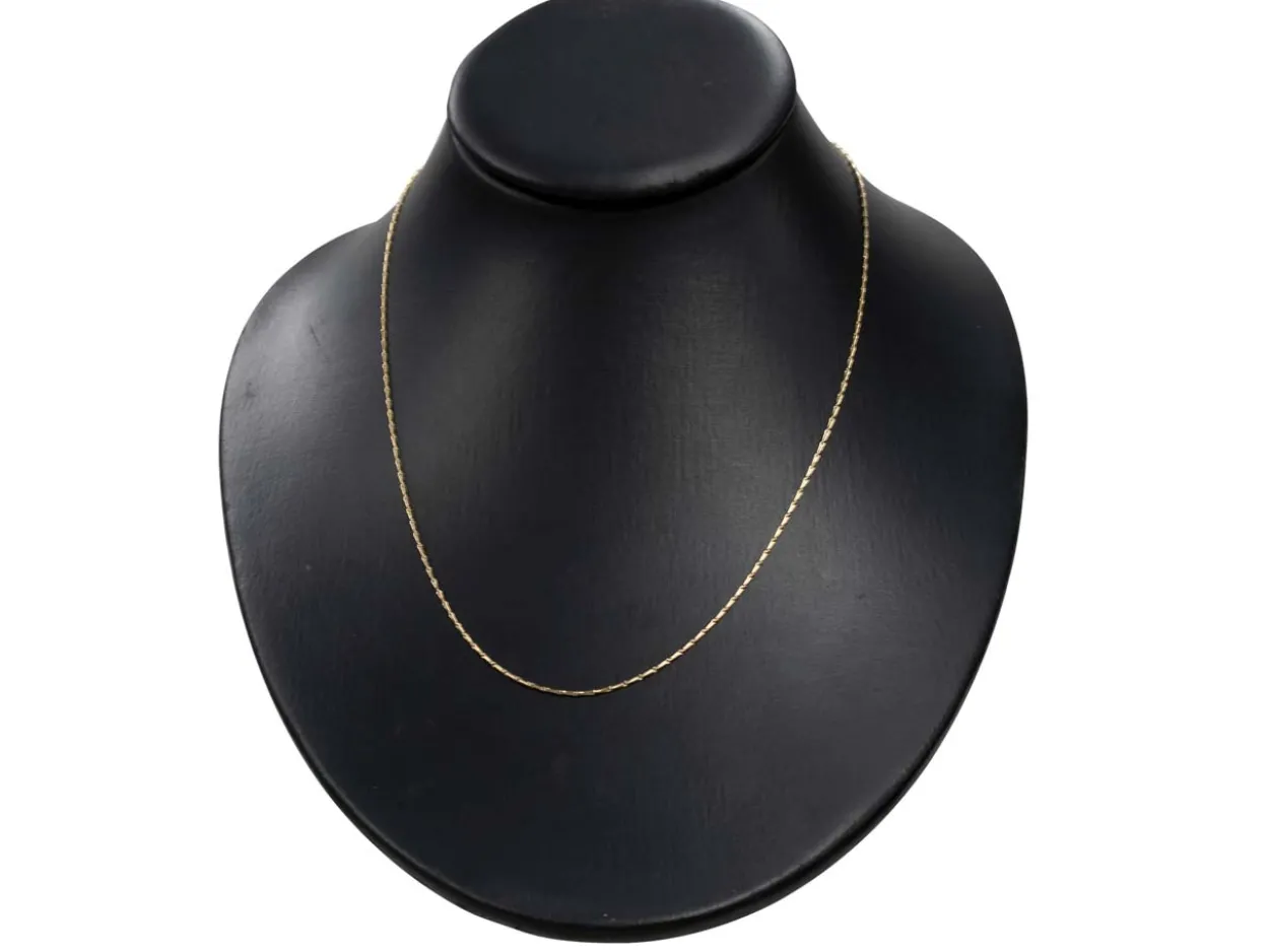 9ct Yellow Gold 1.0mm Barleycorn Chain 20"/50cm Hallmarked