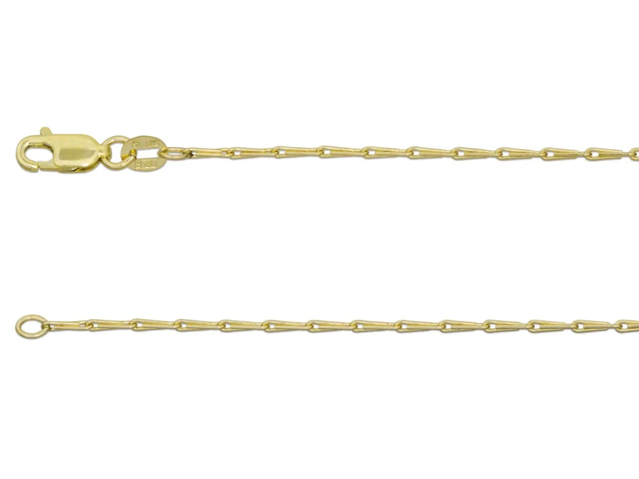 9ct Yellow Gold 1.4mm Barleycorn Chain 20"/50cm Hallmarked