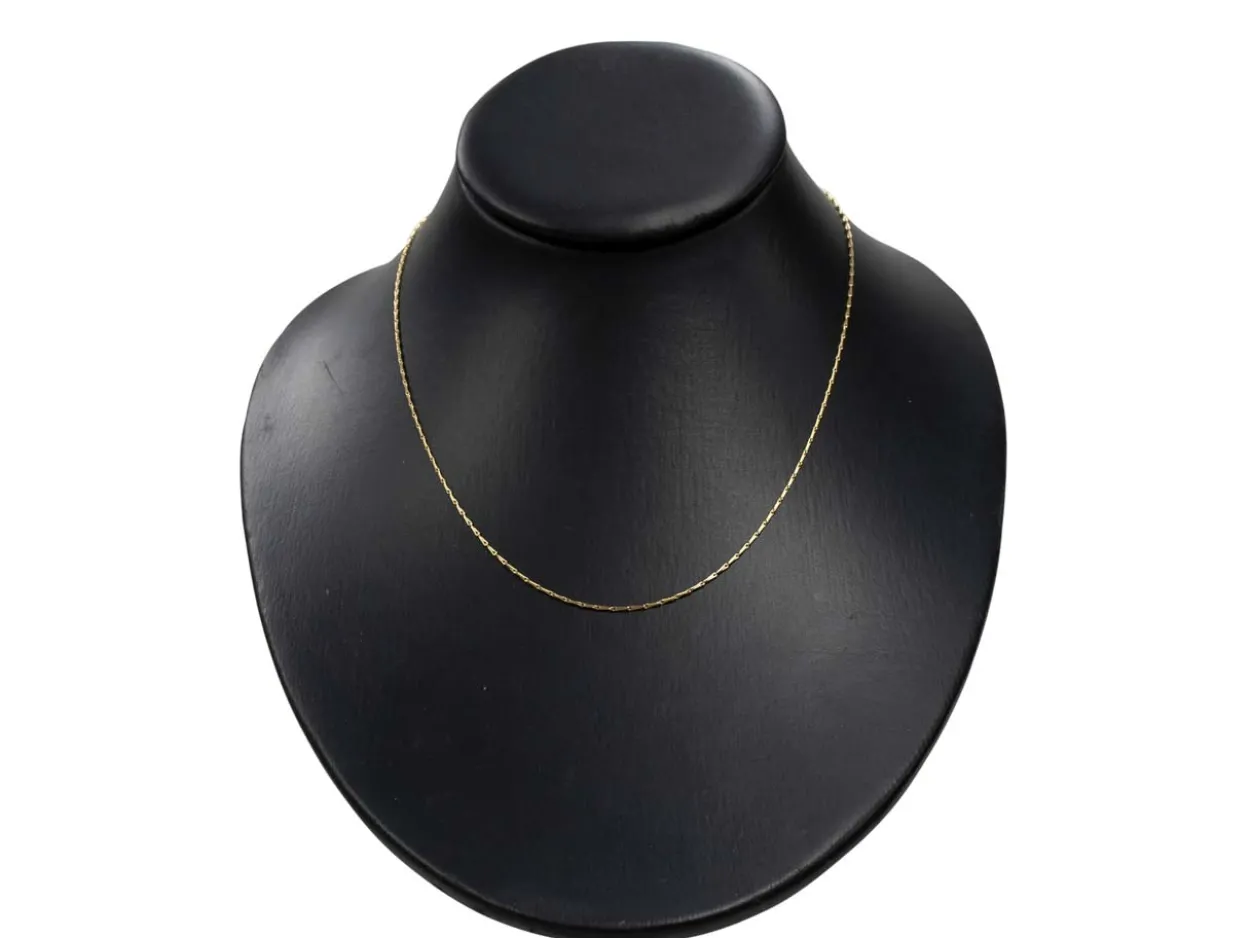 18ct Yellow Gold 1.2mm Barleycorn Chain 18"/45cm Hallmarked