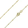 9ct Yellow Gold 0.9mm Curb Chain With Bead Station 18"/45cm Hallmarked