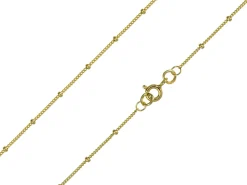 9ct Yellow Gold 0.9mm Curb Chain With Bead Station 16"/40cm Hallmarked