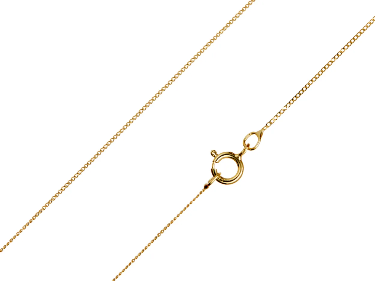 9ct Yellow Gold 0.5mm Diamond Cut Curb Chain 18"/45cm Unhallmarked