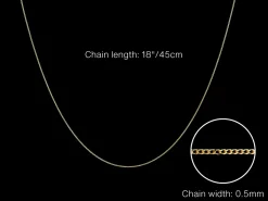9ct Yellow Gold 0.5mm Diamond Cut Curb Chain 18