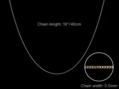 9ct Yellow Gold 0.5mm Diamond Cut Curb Chain 16