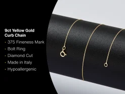 9ct Yellow Gold 0.7mm Diamond Cut Curb Chain 18"/45cm Unhallmarked