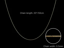 9ct Yellow Gold 0.5mm Diamond Cut Curb Chain 20