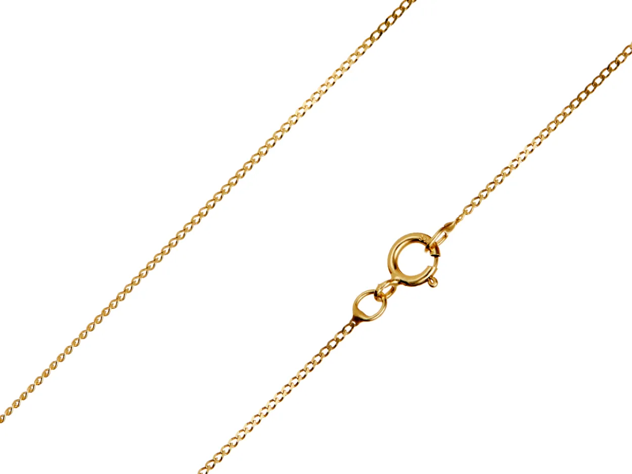 9ct Yellow Gold 0.7mm Diamond Cut Curb Chain 16"/40cm Unhallmarked