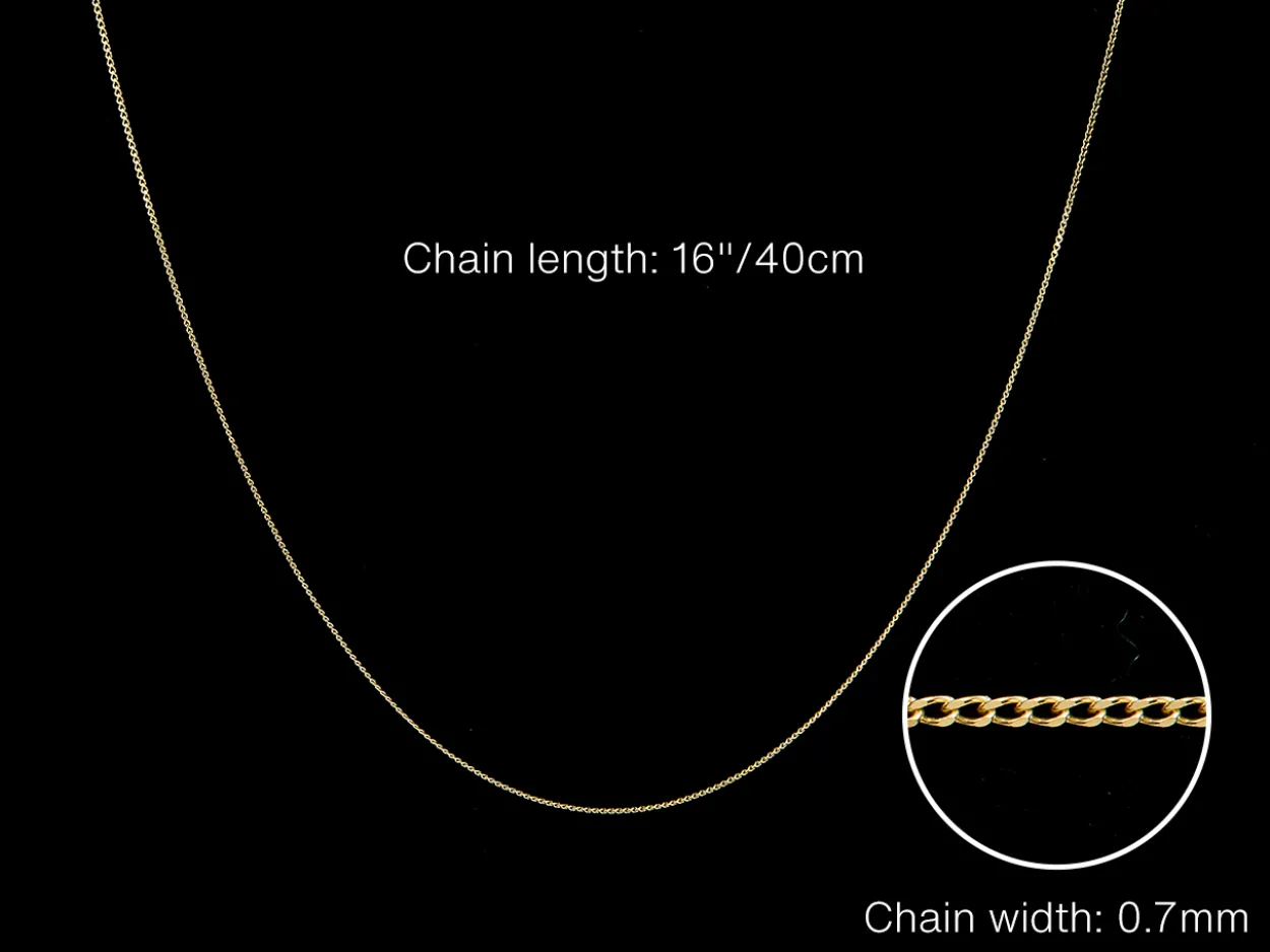 9ct Yellow Gold 0.7mm Diamond Cut Curb Chain 16"/40cm Unhallmarked