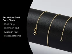 9ct Yellow Gold 0.8mm Diamond Cut Curb Chain 16"/40cm Light Unhallmarked
