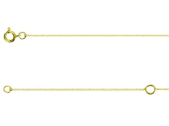 9ct Yellow Gold 0.5mm Diamond Cut Curb Chain With Extender 16-18"/40-45cm Unhallmarked