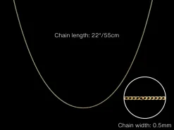 9ct Yellow Gold 0.5mm Diamond Cut Curb Chain 22