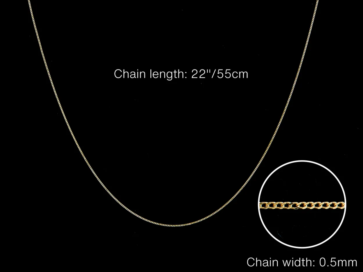 9ct Yellow Gold 0.5mm Diamond Cut Curb Chain 22"/55cm Unhallmarked