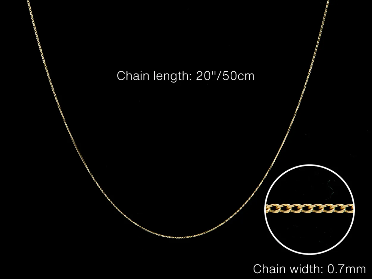 9ct Yellow Gold 0.7mm Diamond Cut Curb Chain 20"/50cm Unhallmarked