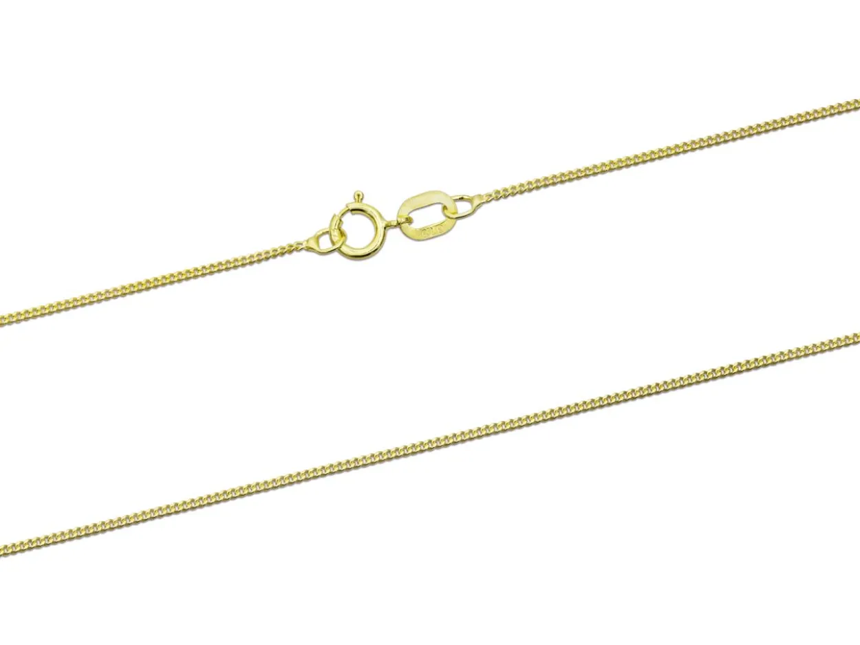9ct Yellow Gold 0.8mm Diamond Cut Curb Chain 20"/50cm Heavy Hallmarked