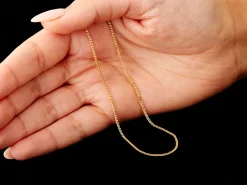 9ct Yellow Gold 1.3mm Diamond Cut Curb Chain 16