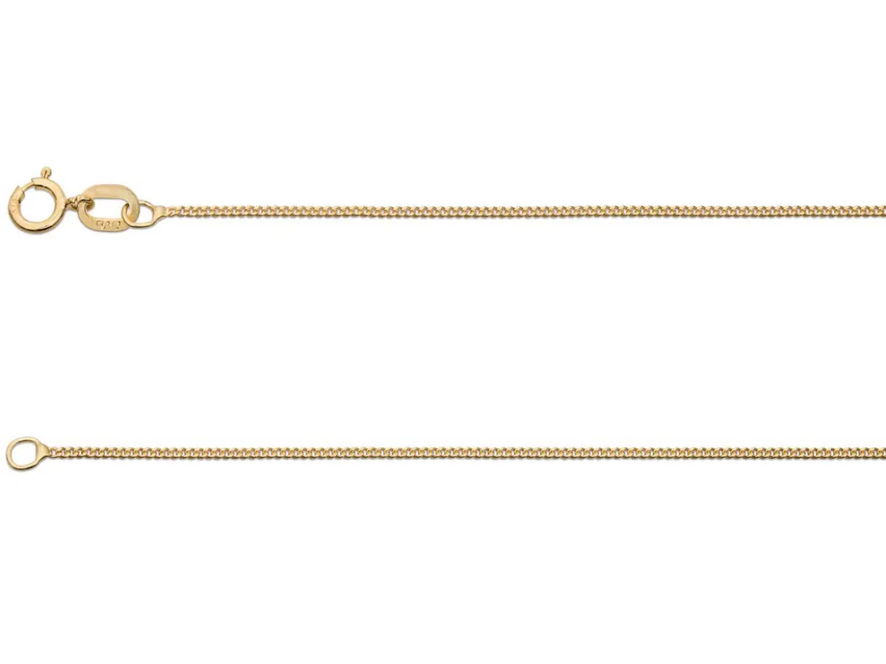 18ct Yellow Gold 0.8mm Diamond Cut Curb Chain 18"/45cm Unhallmarked